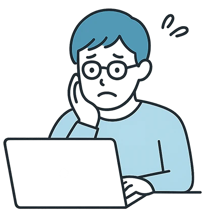 3秒で閉じられてしまうLPに悩む人のイラスト